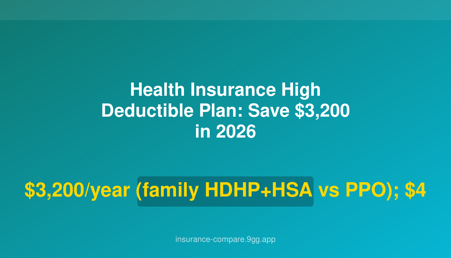 Health Insurance High Deductible Plan: Save $3,200 in 2026